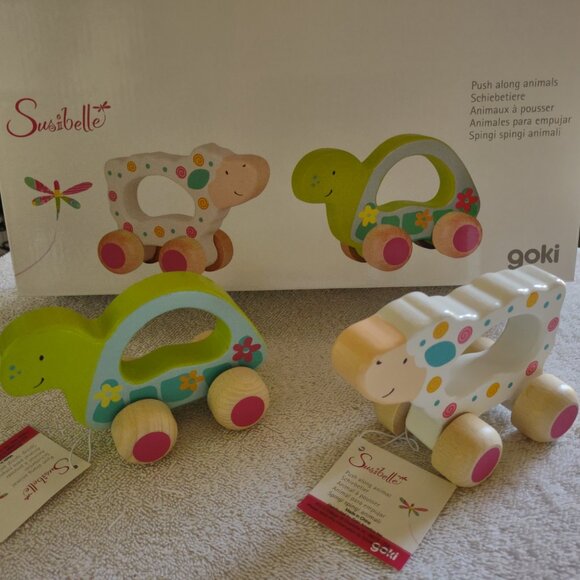 GOKI Push-along animals - Turtle and Sheep - Picture 1 of 4